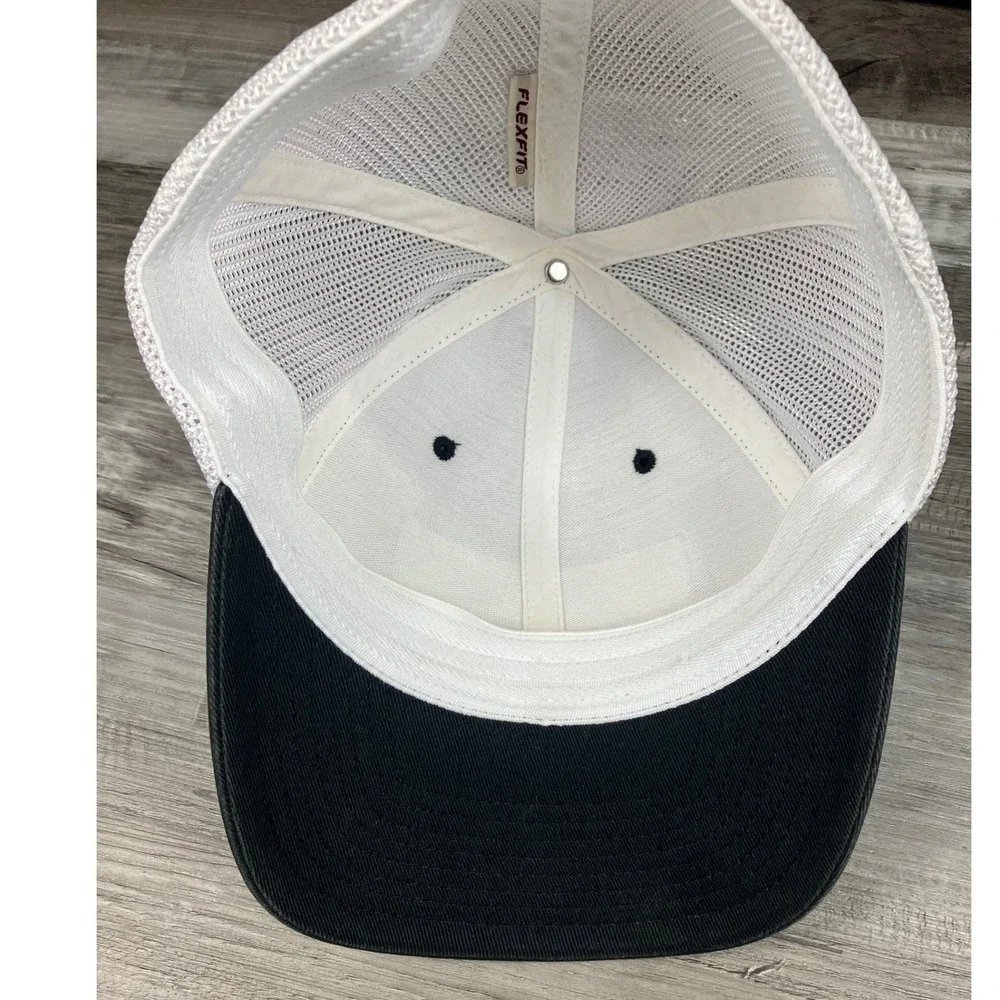 Columbia PFG Trucker Hat Black White Mesh Flexfit Performance Fishing Gear Cap